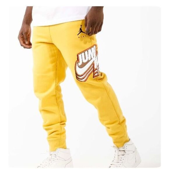 New Nike Air Jordan Jumpman Gold Joggers Sweatpants Men’s Size Large Nwt - Picture 1 of 9